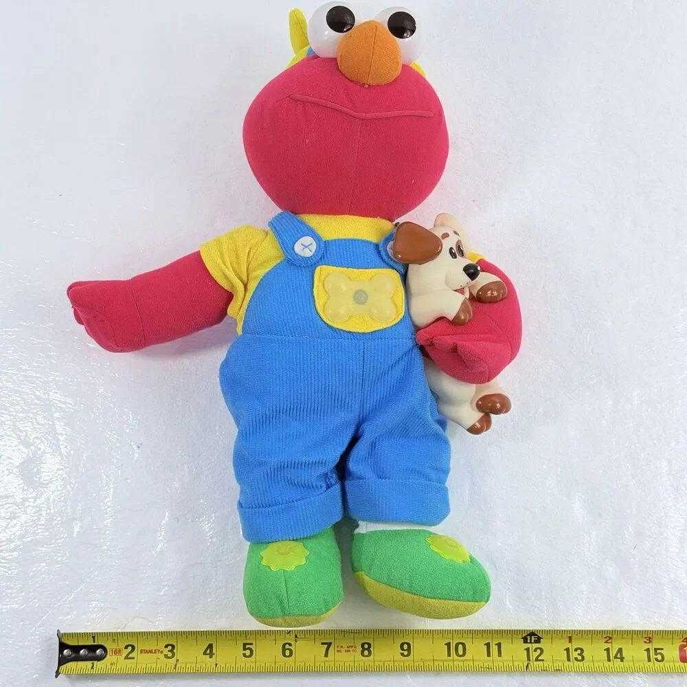 Tyco Sesame Street Elmo Plush 1997 Vintage Jim Henson Overalls Dog Toy Mattel
